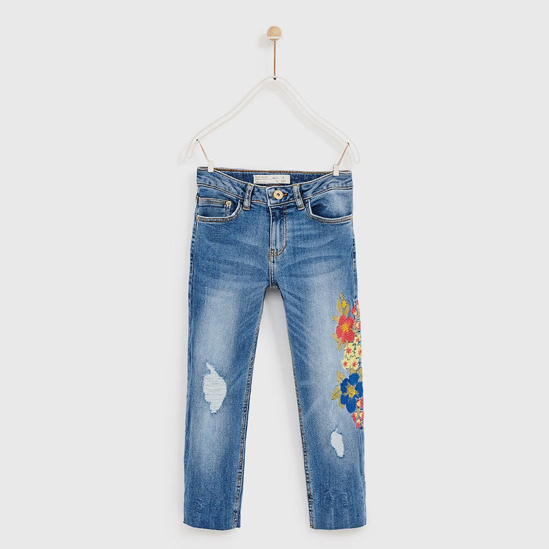 Embroidered Floral Jeans